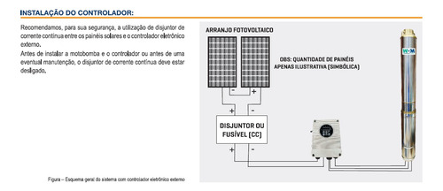 Bomba Submersa Solar Wdm 750w Comando Externo Poço Até 90m