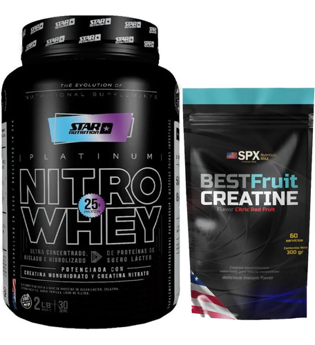 Creatina 300 Grs + Proteina Nitro Whey Star Nutrition 2 Lbs