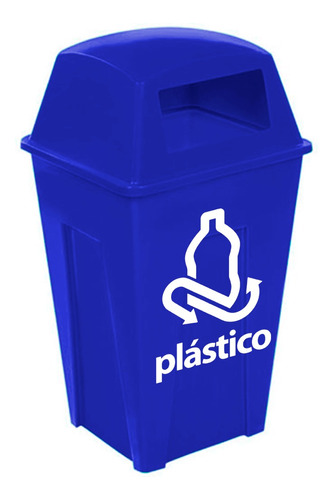 Bote De Basura 250 Litros Color Azul Reciclar Plastico 