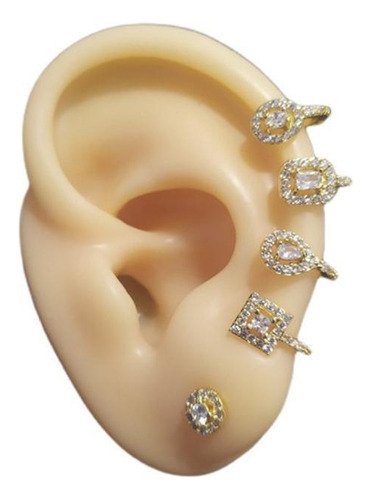 Brinco Ear Cuff Noiva Pedra Zirconia - Dourado