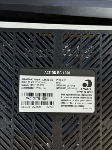 Roteador Intelbras Rg 1200 Giga Usados Com Fonte Lote Com 10 (Usado)
