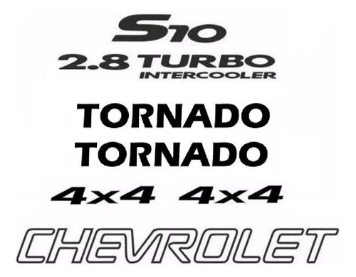 Adhesivo S10 Tornado 4x4 2.8 con cinturón negro hasta 2005