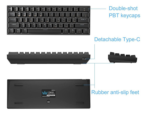 Teclado Mecánico Dierya Dk61e, Con Cable, Luces Rgb, 1 Pieza