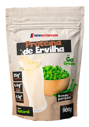 Proteína da Ervilha Sabor Natural em Sachê de 900g Suplemento em Pó NewNutrition Pea Protein Vegetal 100% Vegano e Natural