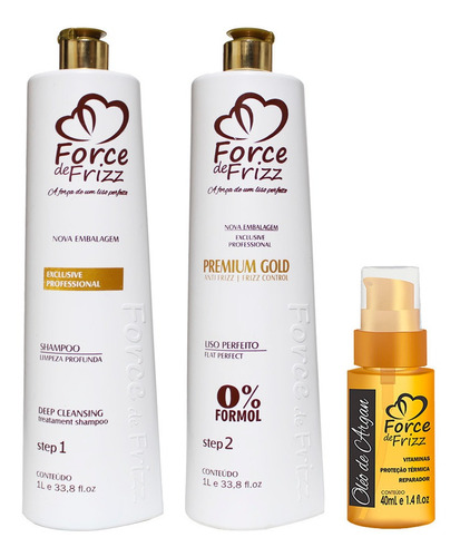 Force De Frizz Escova 0% Formol Primium Gold + Brinde 2x1l