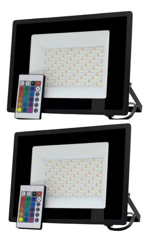 Kit 2 Refletor Led 400w Rgb Colorido Controle Holofote