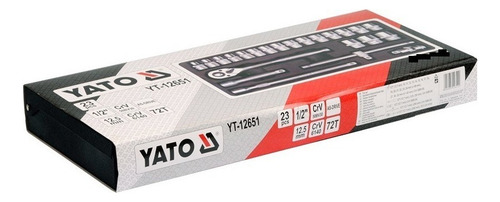 Juego Dados 1/2 X 23 Piezas Caja Metálica. Yato Color Negro
