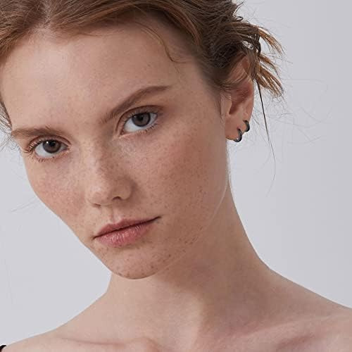 Chicsilver Pendientes De Aro Pequeños Negros Para Mujer Pend