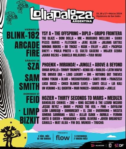 Lollapalooza 2024 - Pulsera Para Tres Días 
