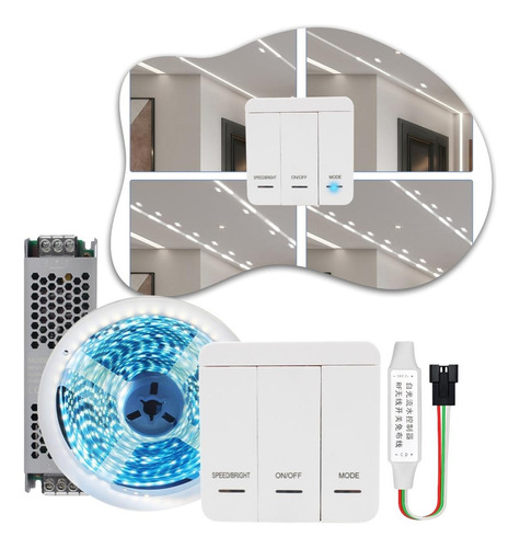 Fita De Led Sequencial 20m Controle Fonte central Luz Branco quente Tensão De Operação CATARINA ILUMINA
