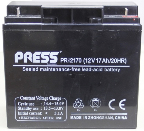 Imagen 1 de 5 de Bateria Sellada 12v 17ah Press Ups Led Alarmas Usos Varios