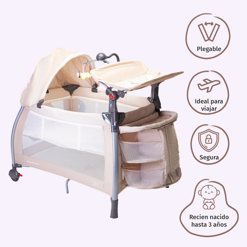 Cuna Corral Para Bebé Aeiou C96-a Con Colchón Memory Foam