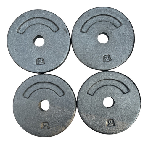 Set De 6 Discos De 2 Kg Modelo Estándar De 1 Pulgada (12 Kg) Negro
