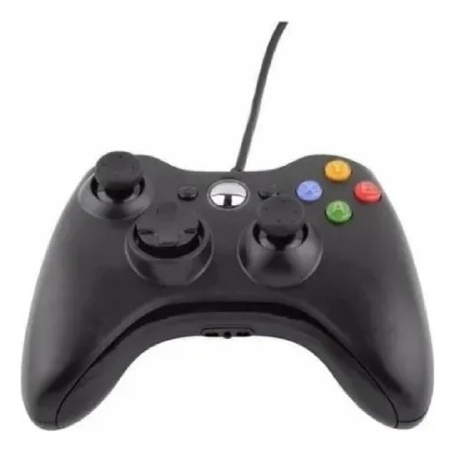 Controle Video Game Xbox 360 C Fio Pc Slim Joystick Manete Cor Preto Bivolt