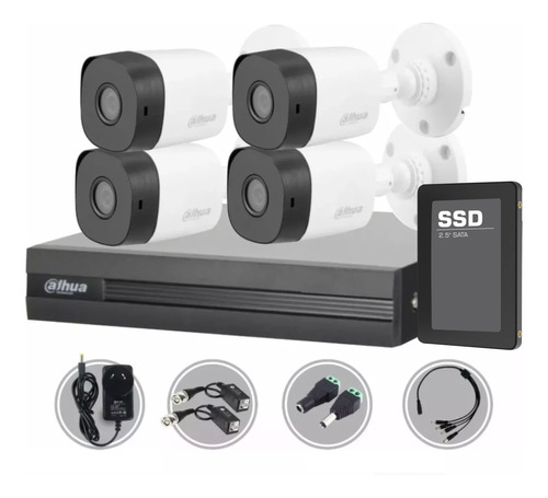 Kit Seguridad Dahua Cctv Dvr 8ch Hd + 4 Camara Infrar +disco