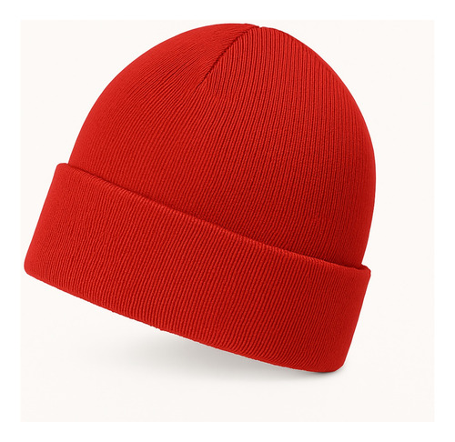 Gorro De Lana Tejido Liso Beanie Unisex Invierno Moda Import Rojo Adulto