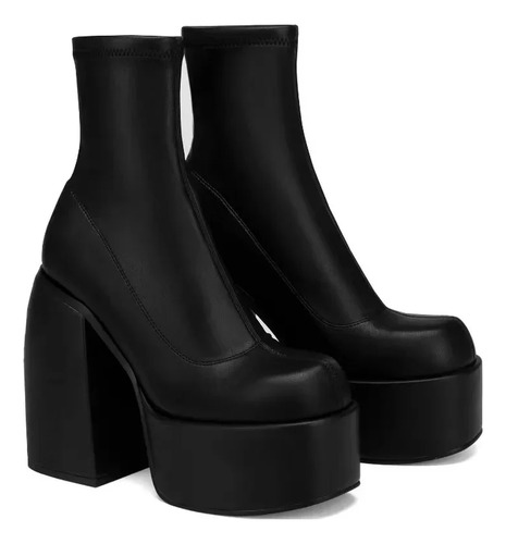 Botines Vaqueros Impermeables Con Plataforma Y Tacón Alto Pa