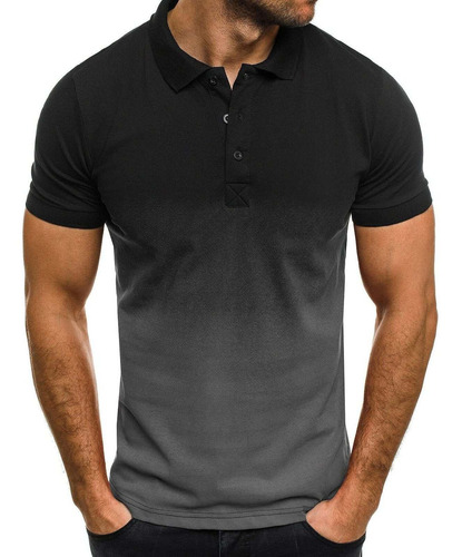 Hoksml Camiseta Casual Para Hombre Estampado Degradado Media