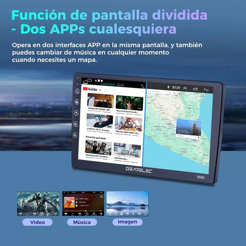 Gearelec Auto Estéreo Pantalla 2 Din 9 Pulgadas 4gb+32gb Android 13 Wifi Gps Volante Bluetooth Fm Aux Con Cámara Trasera