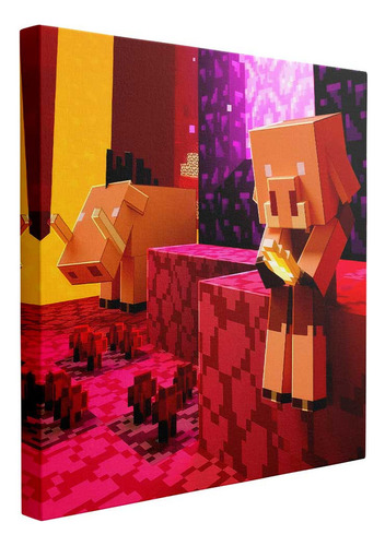 Cuadro Piglins En El Nether, Oro Y Supervivencia 10x10