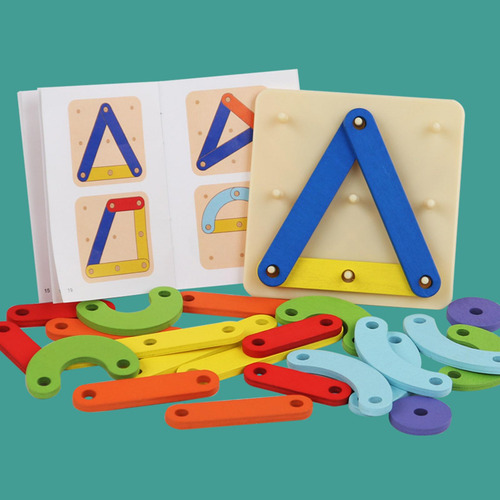 Números De Letras De Apilamiento De Madera Puzzle Pegboard