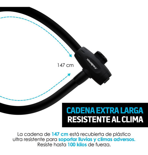 & Candado For Bicicleta 1.47m Contra Agua 2 Llaves Redlemon