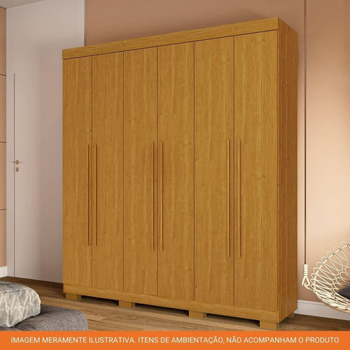 Guarda Roupa Casal 6 Portas 2 Gavetas Paolla Acp Cinamomo