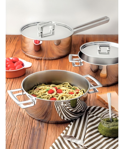 Cacerola triple de acero inoxidable Brava Rasa, 24 cm, 4,8 l, Tramontin 62403240
