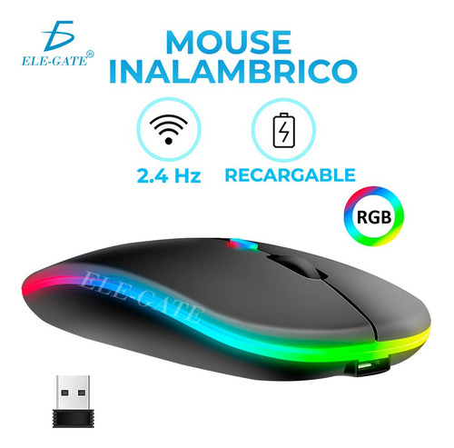 Lote 3pz Mouse Inalámbrico Recargable Rgb 2.4ghz Ele-gate