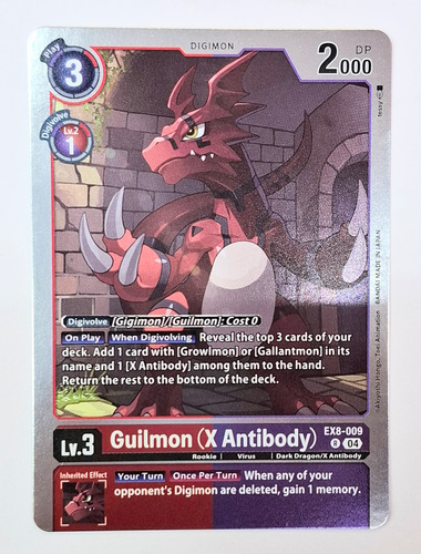 Carta Guilmon X Atibody Ex08 009 R Digimon Tcg Guilmon X Atibody Ex08 009 R Inglés (Usado)