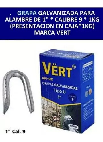 Caja De Grampa Grapa Galvanizada 1 Kg Para Alambre 1 PuLG