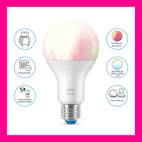 Imagen 5 de 12 de Foco Inteligente Color Led Wiz Smart A67