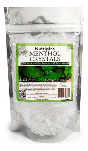 Menthol Crystals Nutrigins 60ml - 100% Pure Organic Natural
