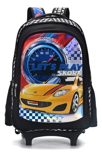 Mochila Escolar Rueditas Skora Primaria Carro Nene 18  Mca