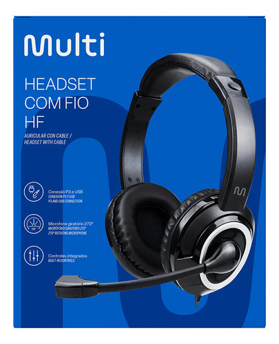 Auriculares Multilaser Ph424 Usb + Auxiliar 3.5mm Call Center Pc Notebook