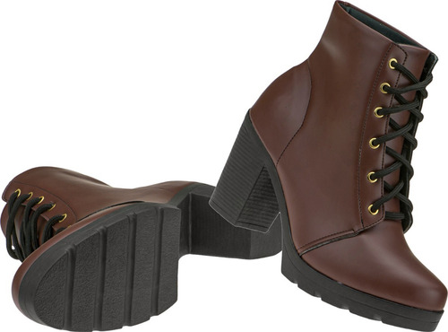 Imagem 3 de 4 de Bota Feminina Coturno Cano Curto Salto Grosso | S02vsp.cot