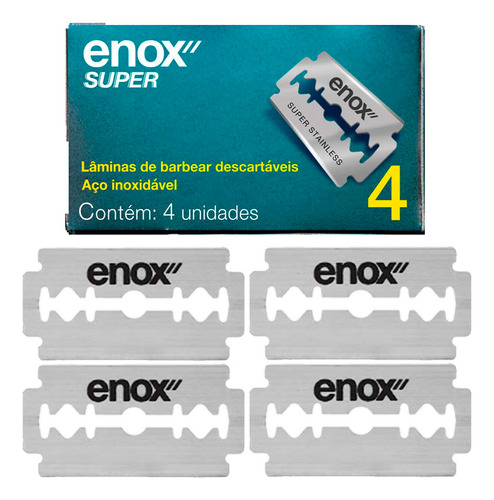 Kit 48 Lâminas De Barbear Aço Barbeador Navalha Super Enox
