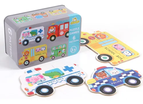 Puzzles Rompecabezas De Transporte Juego Didáctico Madera