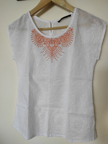 Blusa Daniel Cassin Blanca Bordada Para Dama