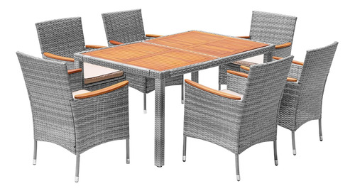 Devoko Muebles De Comedor De 7 Piezas Madera De Acacia