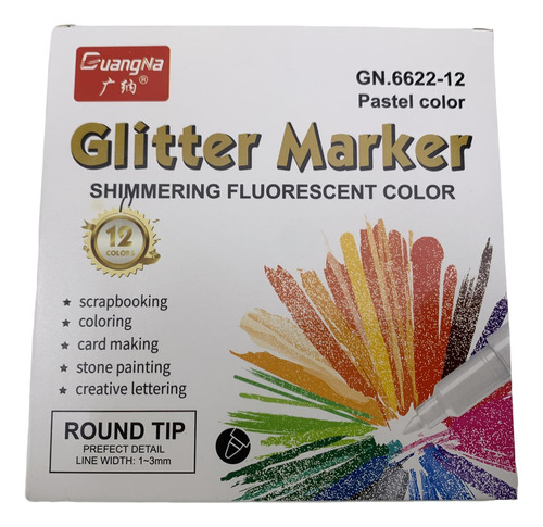 Marcadores 12 Colores Con Brillantina