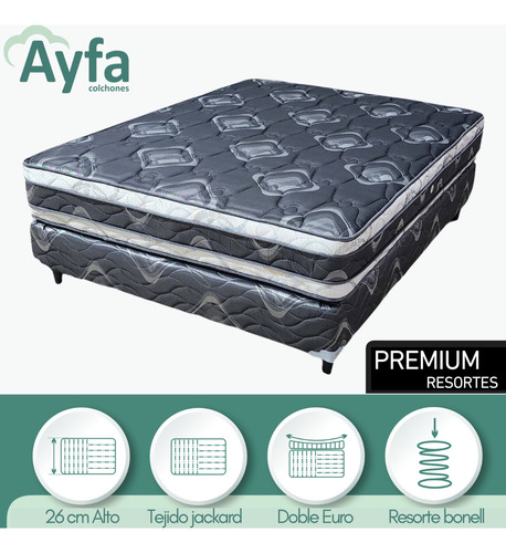 Sommier Colchon 1 1/2 Pza Ayfa Premium Resortes Dual 100x190 Color Negro