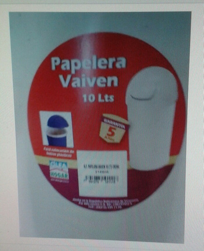 Papelera Plástica Tapa De Vaiven De 10 Litros Alfa Hogar