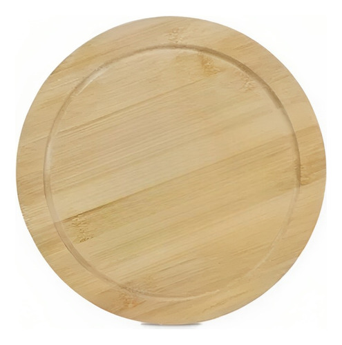 Plato Playo Grande De Madera Bambu Tabla Asado 25cm Redonda