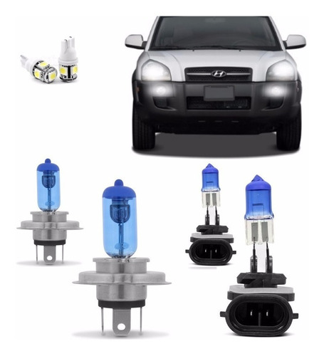 Kit Lampadas Tucson 2003 2004 2005 2006 2007 2008 2009 2010 2011 2012 2013 Super Brancas Techone 8500k 12v 55w Inmetro