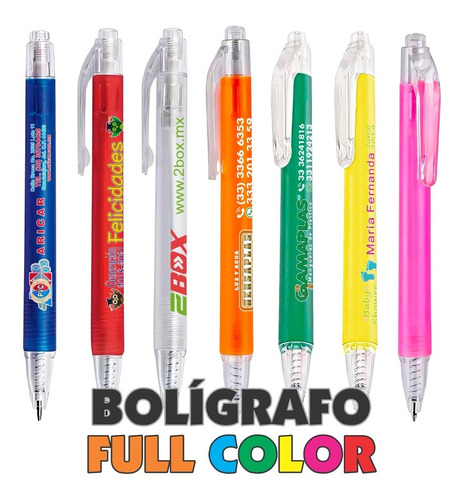 100 Boligrafos, Plumas Impresas A Todo Color  Personalizadas