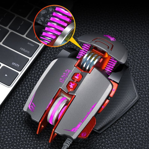 Mouse mecânico para jogadores com luz e cabo, cor V9 Silver Armor