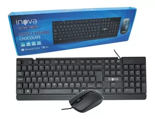 Kit Teclado E Mouse Inova Usb 1200dpi Pc Notebook Com Fio