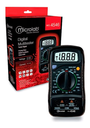 Digital Multi Tester Mcl 4546 Microlab Negro Rojo