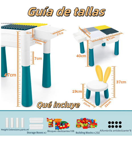 2-8 Añosmesa Juego Actividades Bloques Para Niños Con Silla